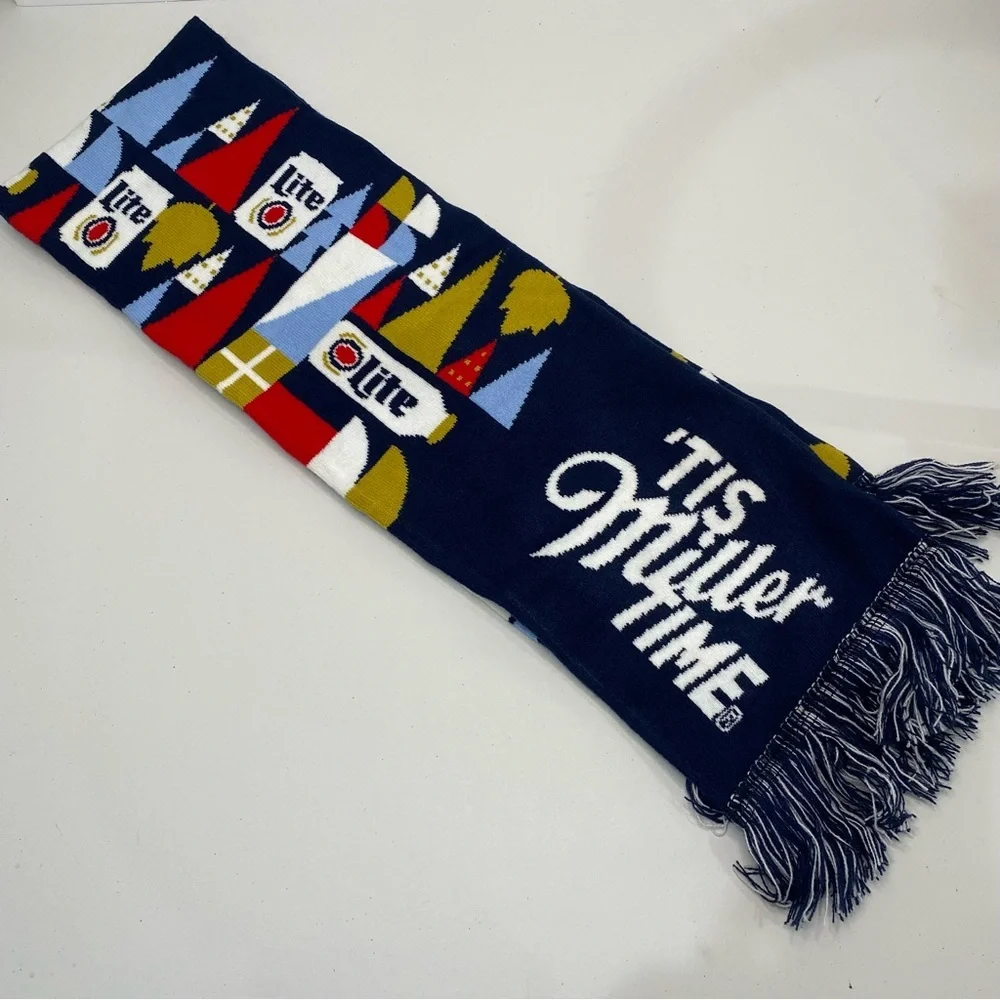 Miller Lite Knit Scarf Ugly Christmas Sweater Theme Beer Holiday